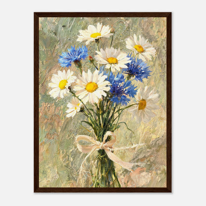 Wild Daisy & Blue Cornflower Bouquet Impressionist Art Print