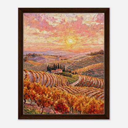 Tuscan Hills Autumn Sunset Vineyard Impressionist Art Print