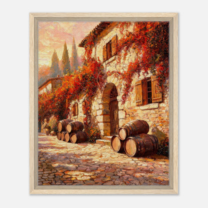 Autumn European Winery Wine Barrels Impressionist Art Print