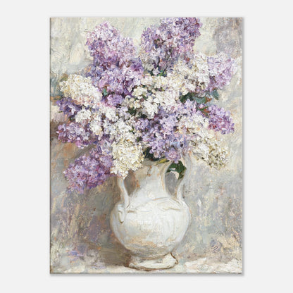 Lilac Blossoms in White Ceramic Vase Impressionist Art Print
