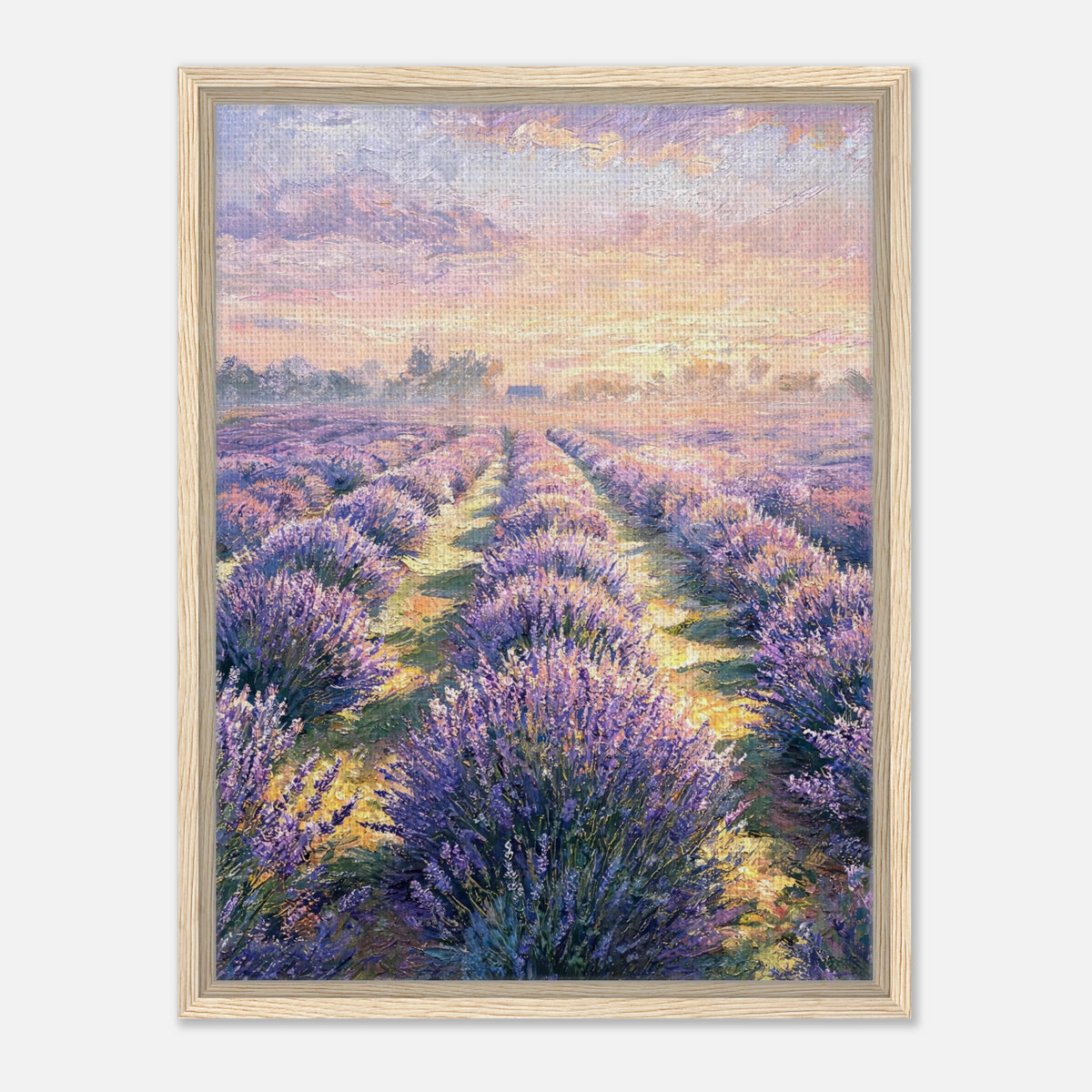 Provence Lavender Field at Sunset Impressionist Art Print