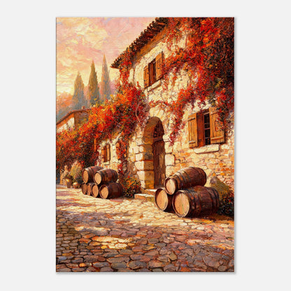 Autumn European Winery Wine Barrels Impressionist Art Print