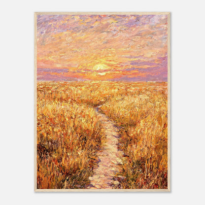 Golden Meadow at Sunset Impressionist Art Print