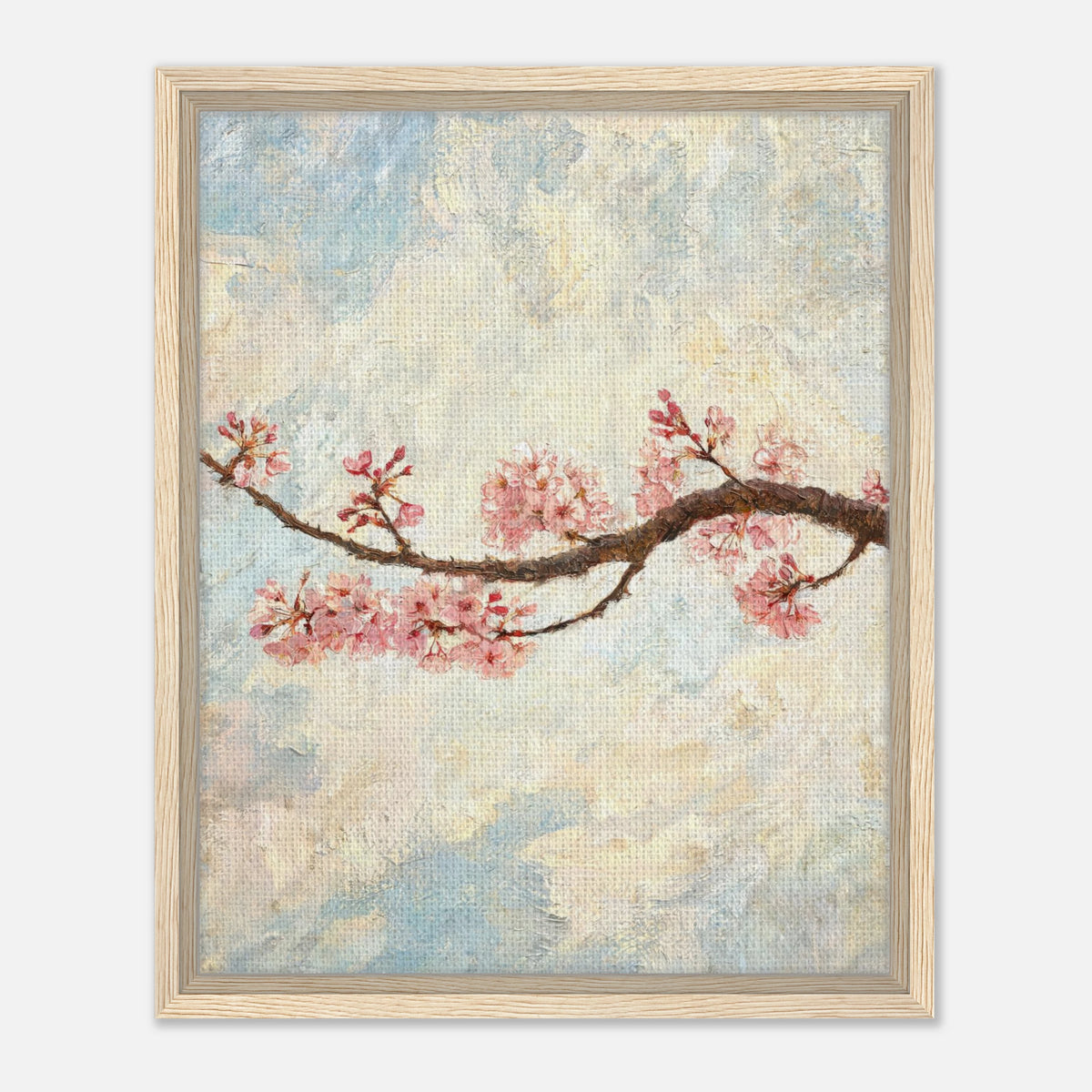 Blossoming Cherry Branch & Pastel Sky Impressionist Art Print