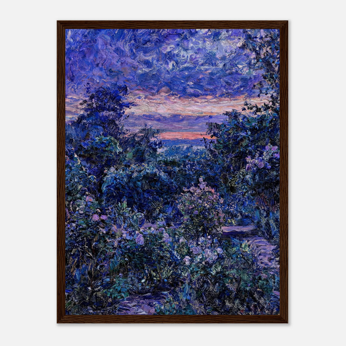 Twilight Garden & Blue Dusk Impressionist Art Print