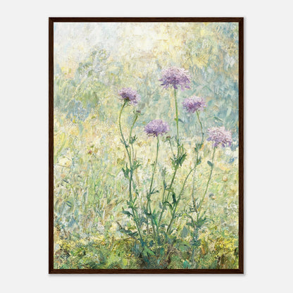 Wild Purple Blossoms in Sunlit Meadow Impressionist Art Print