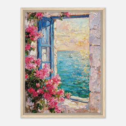 Mediterranean Sea Window Bougainvillea Impressionist Art Print