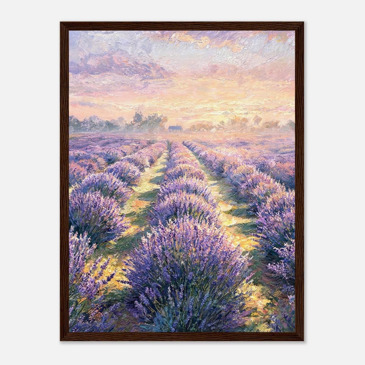 Provence Lavender Field at Sunset Impressionist Art Print