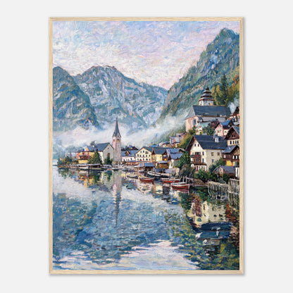 Alpine Lakeside Village Impressionist Art Print