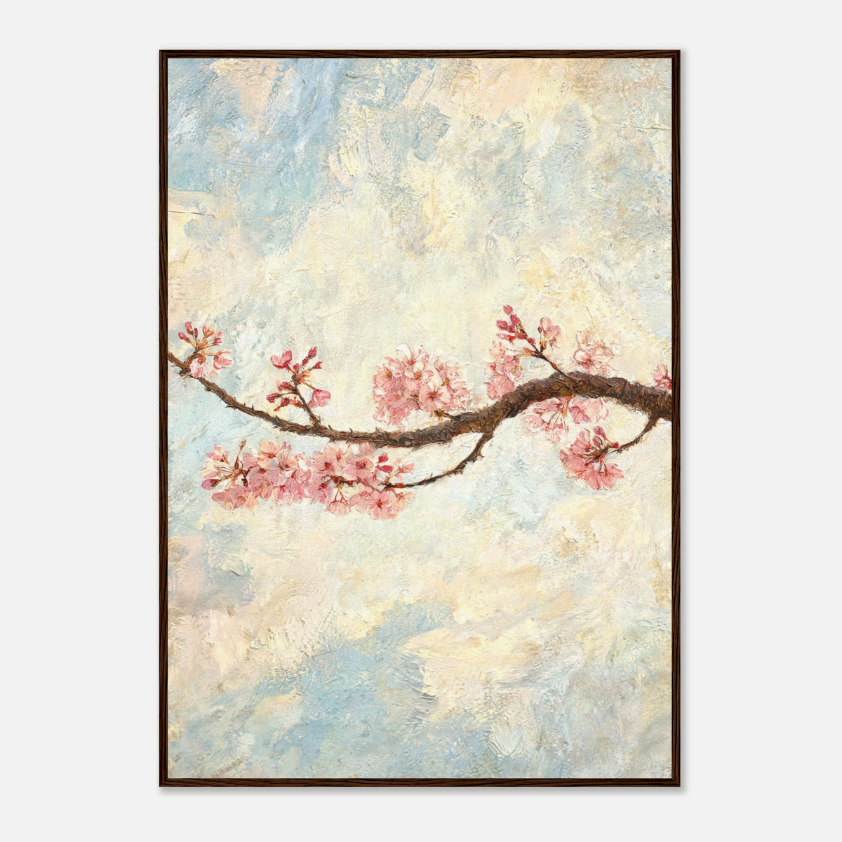 Blossoming Cherry Branch & Pastel Sky Impressionist Art Print