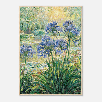 Blue Agapanthus & Sunlit Garden Impressionist Art Print