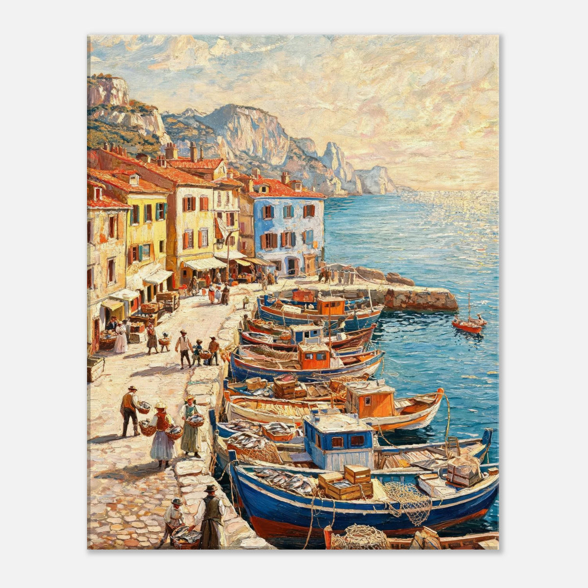 Mediterranean Fishing Harbor Impressionist Art Print