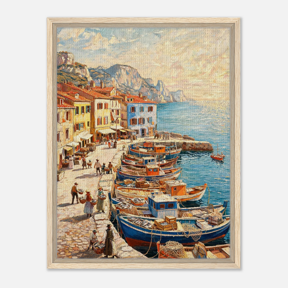 Mediterranean Fishing Harbor Impressionist Art Print