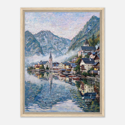 Alpine Lakeside Village Impressionist Art Print