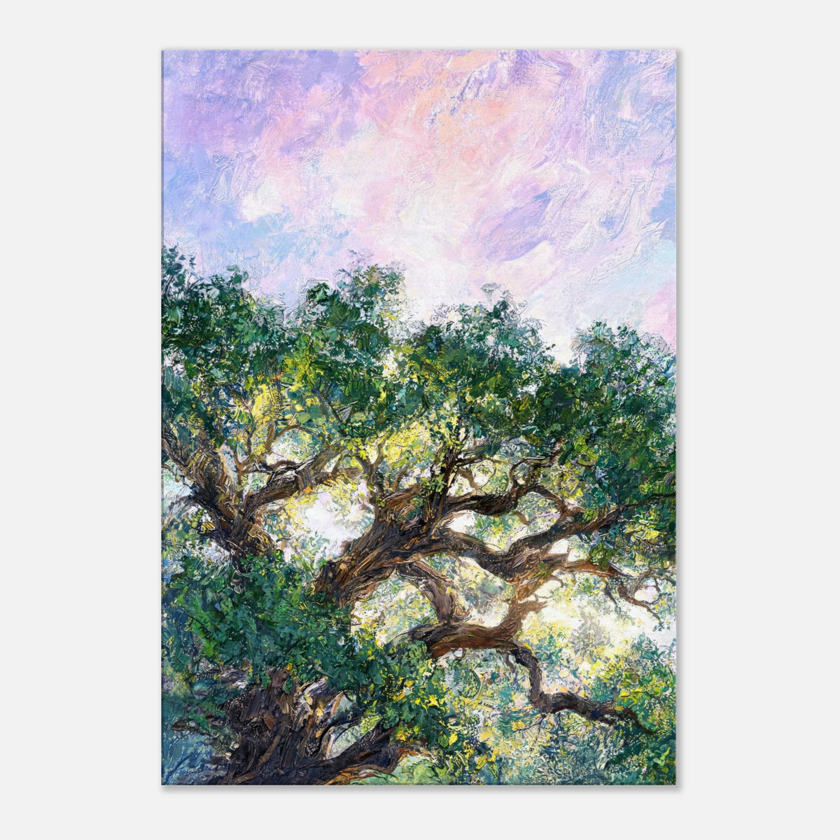Ancient Tree & Pastel Sky Impressionist Art Print