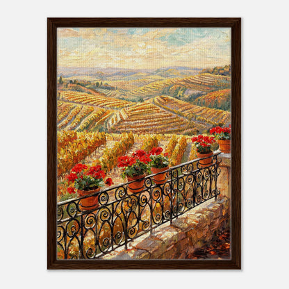 Tuscan Terrace Autumn Vineyard View Impressionist Art Print
