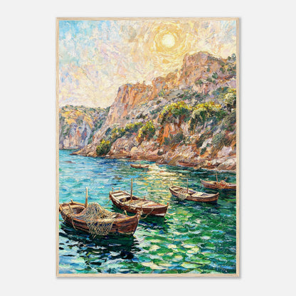 Mediterranean Coastal Cove Fishing Boats Impressionist Art Print