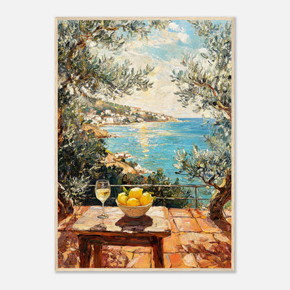 Mediterranean Terrace Lemons Sea View Impressionist Art Print