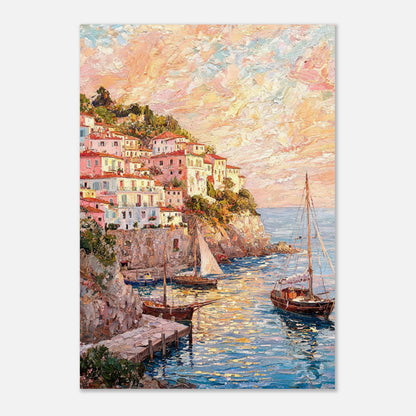Amalfi Coast Sunset Village Impressionist Art Print