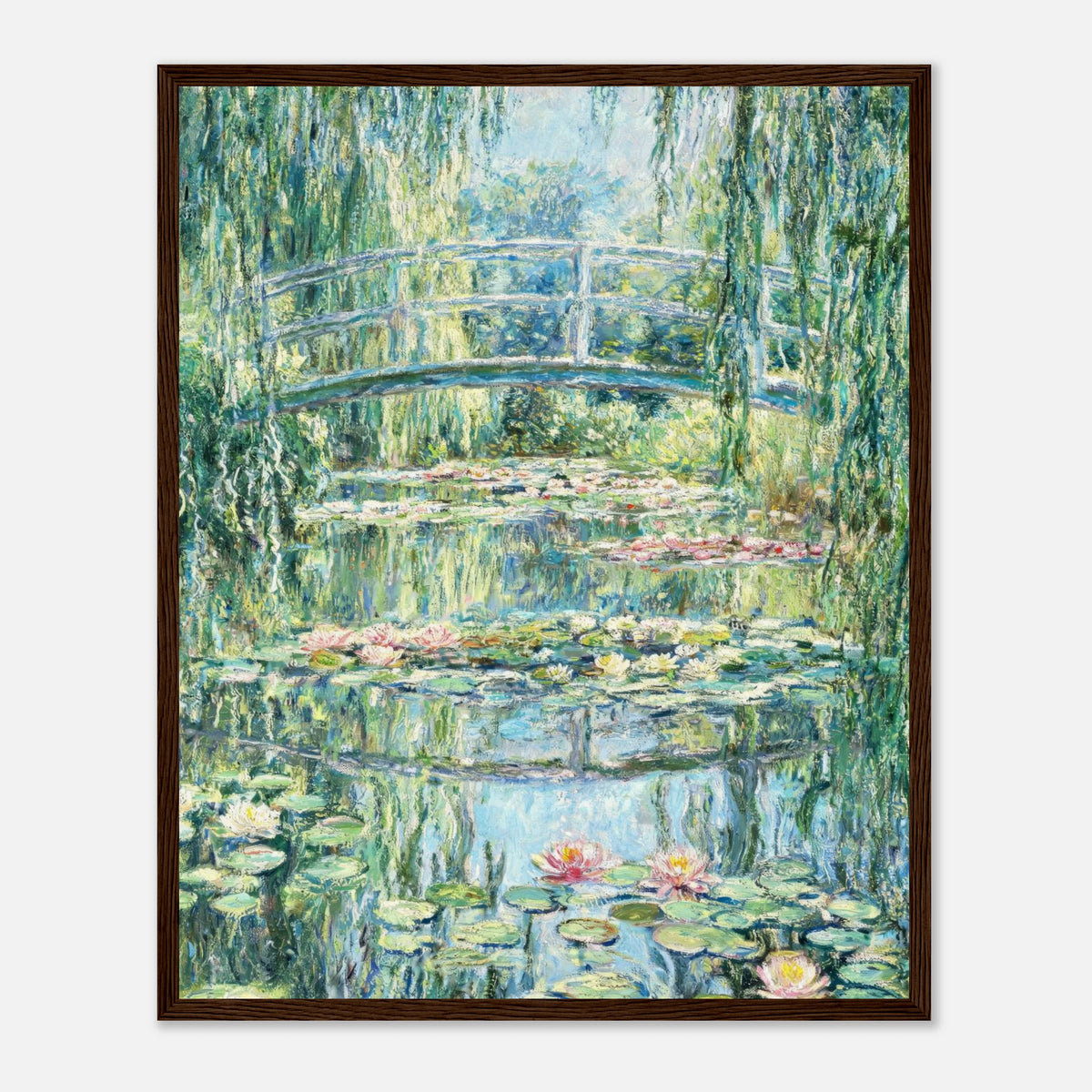 Weeping Willow & Japanese Bridge Water Lilies Impressionist Art Print