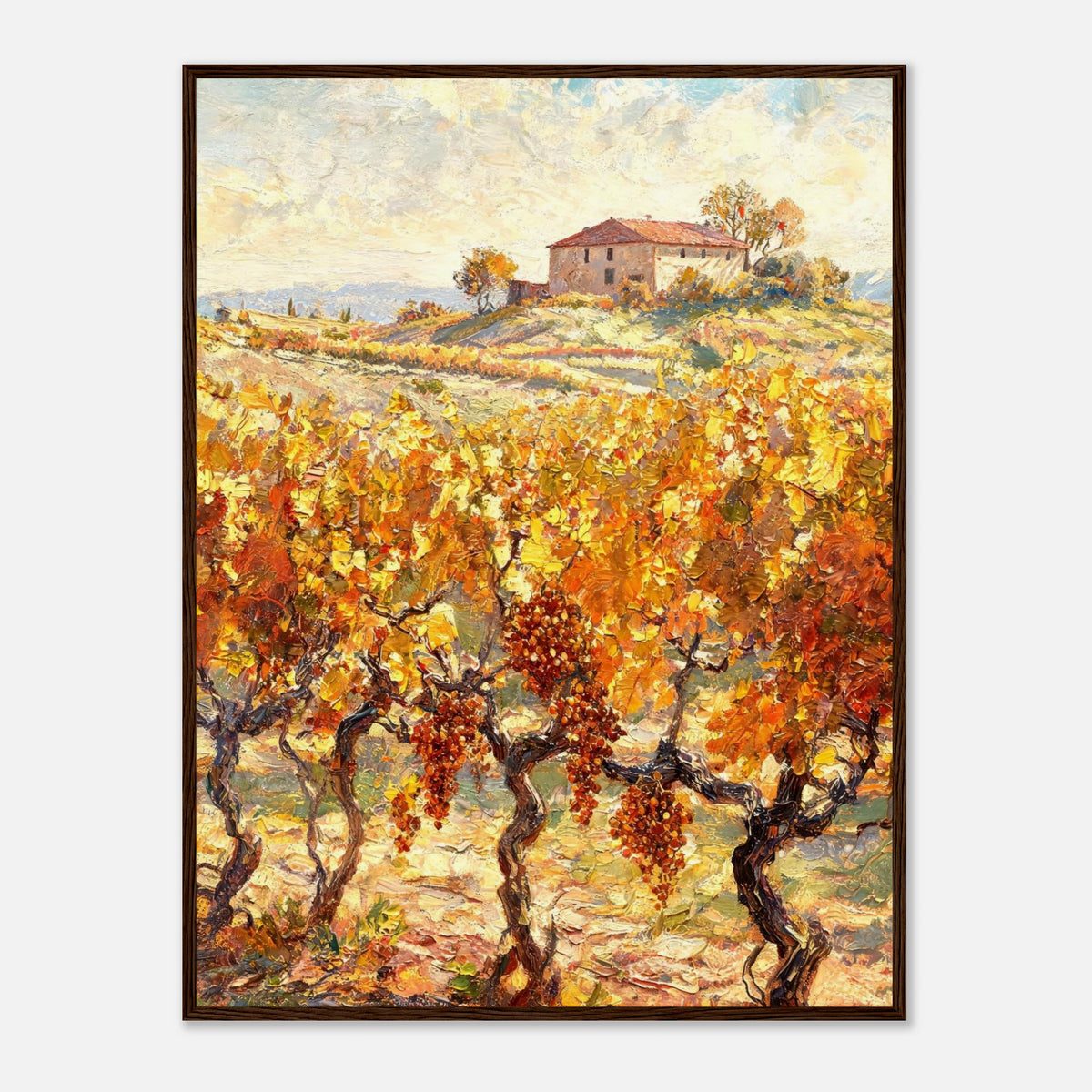 Tuscan Vineyard in Autumn Impressionist Art Print