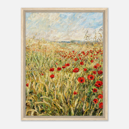 Golden Meadow & Red Poppies Impressionist Art Print