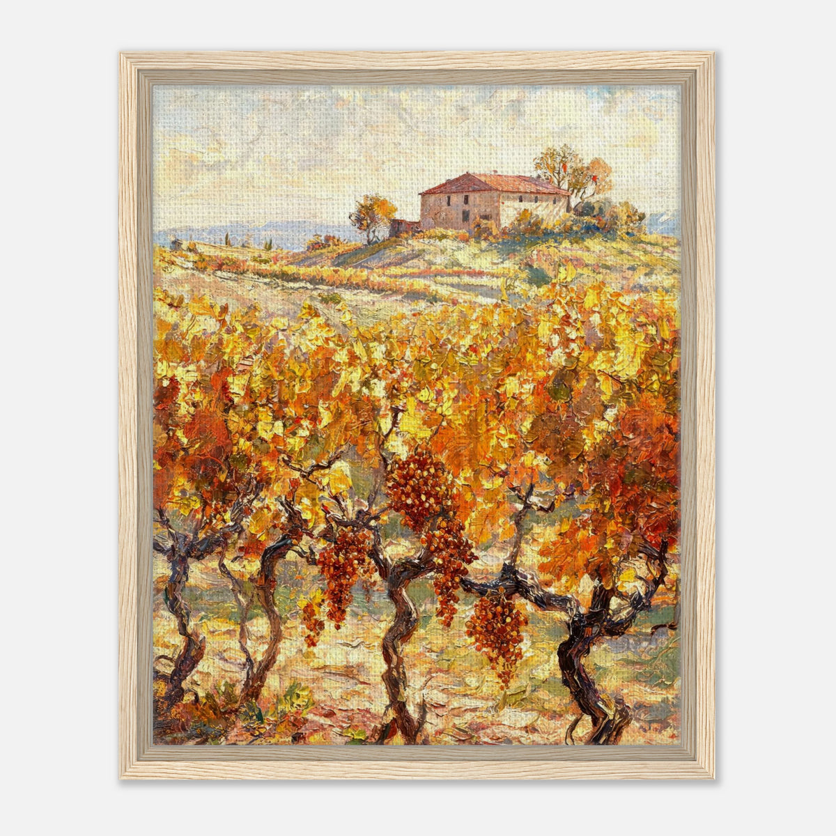 Tuscan Vineyard in Autumn Impressionist Art Print