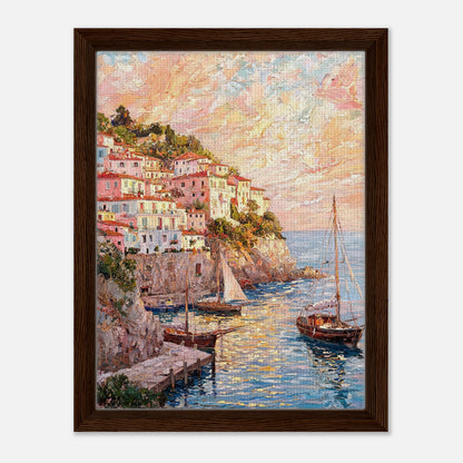 Amalfi Coast Sunset Village Impressionist Art Print