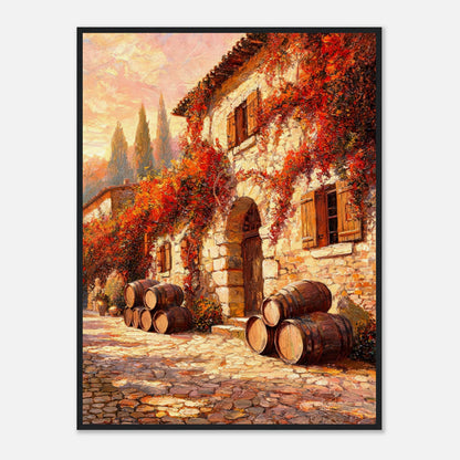 Autumn European Winery Wine Barrels Impressionist Art Print
