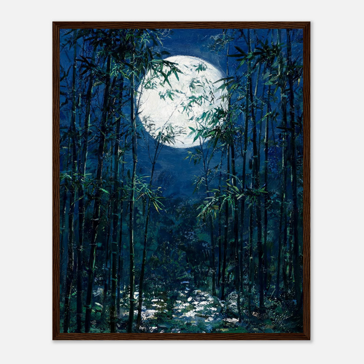 Moonlit Bamboo Forest Impressionist Art Print