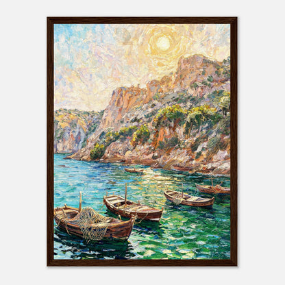 Mediterranean Coastal Cove Fishing Boats Impressionist Art Print