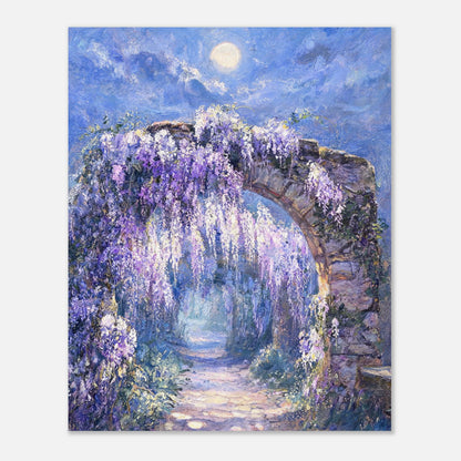 Moonlit Wisteria Stone Arch Impressionist Art Print