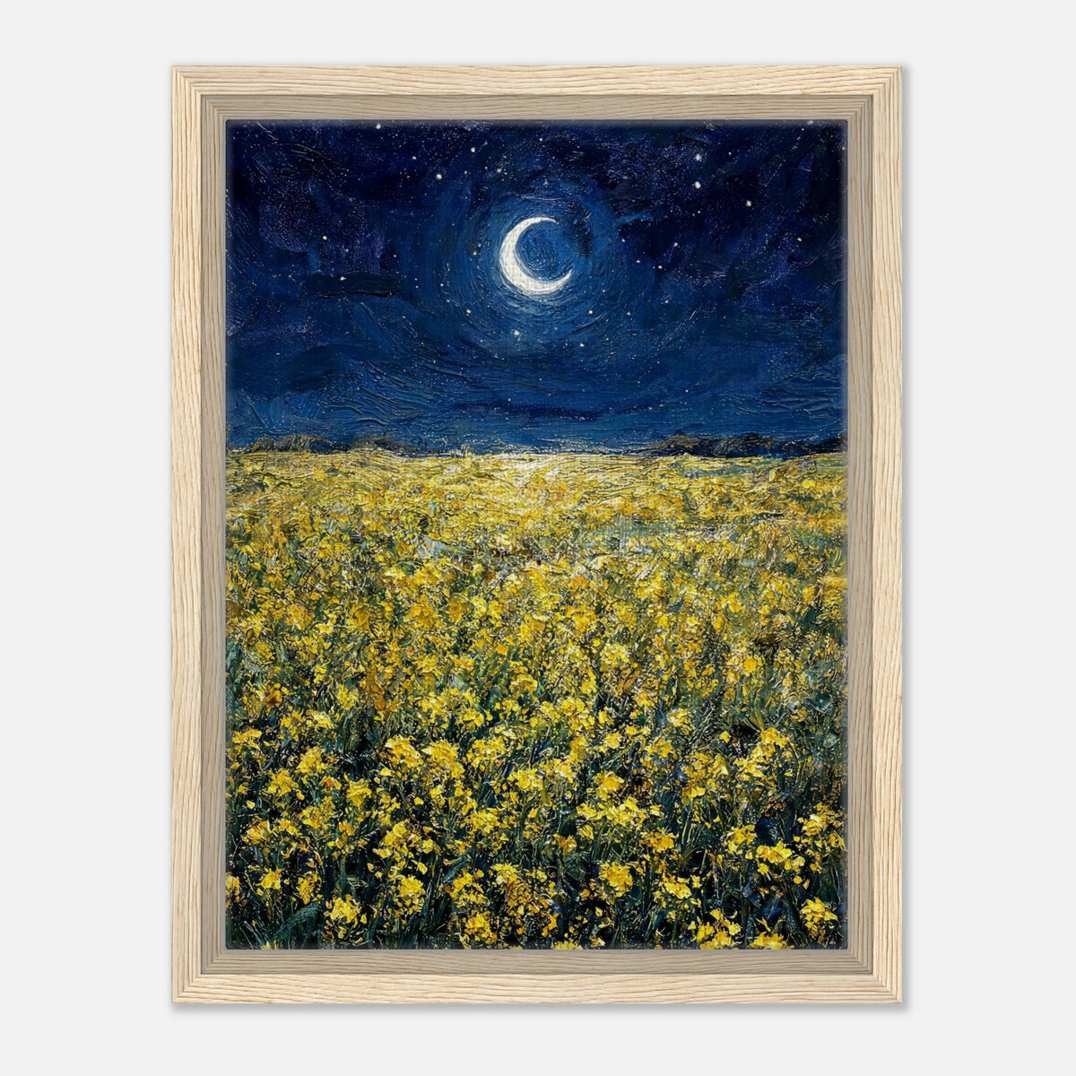 Moonlit Golden Wildflower Field Impressionist Art Print
