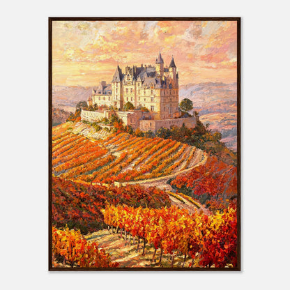 Autumn French Castle Vineyard Impressionist Art Print