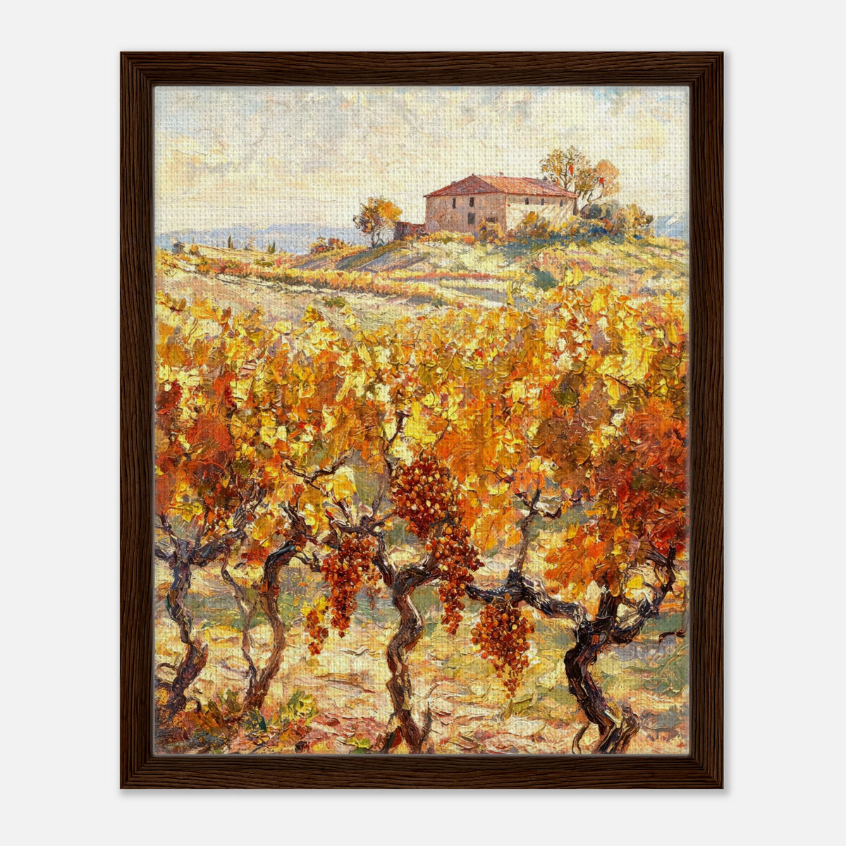 Tuscan Vineyard in Autumn Impressionist Art Print