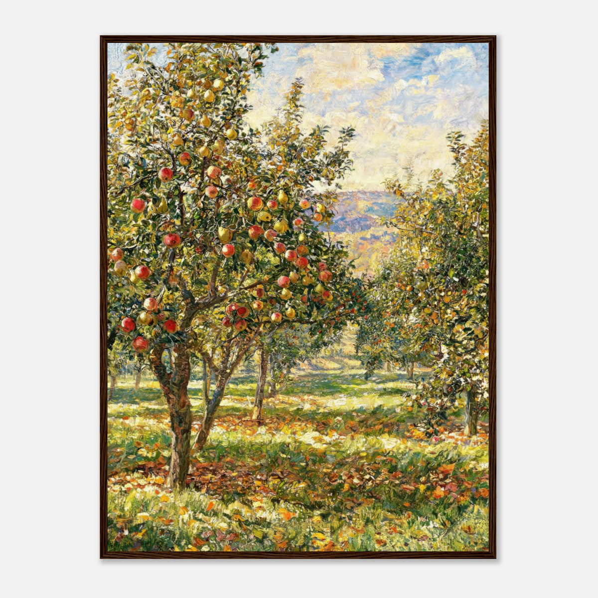 Sunlit Apple Orchard in Autumn Impressionist Art Print