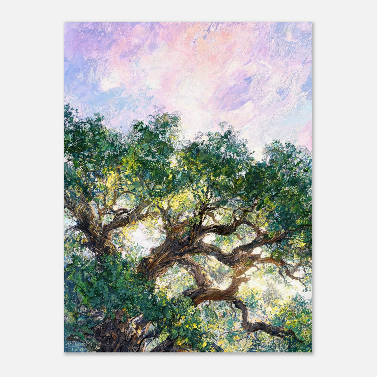 Ancient Tree & Pastel Sky Impressionist Art Print