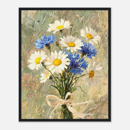 Wild Daisy & Blue Cornflower Bouquet Impressionist Art Print