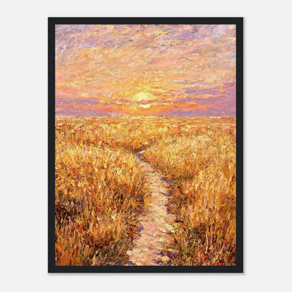 Golden Meadow at Sunset Impressionist Art Print