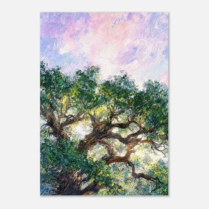 Ancient Tree & Pastel Sky Impressionist Art Print