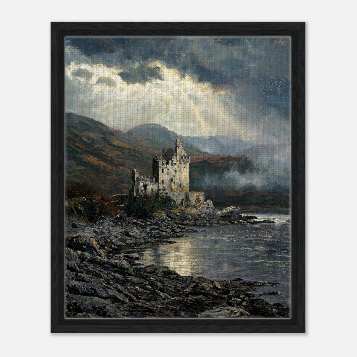 Historic Scottish Castle by Lakeside Impressionist Art Print