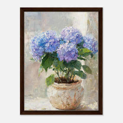 Blue Hydrangeas in Rustic Pot Impressionist Art Print