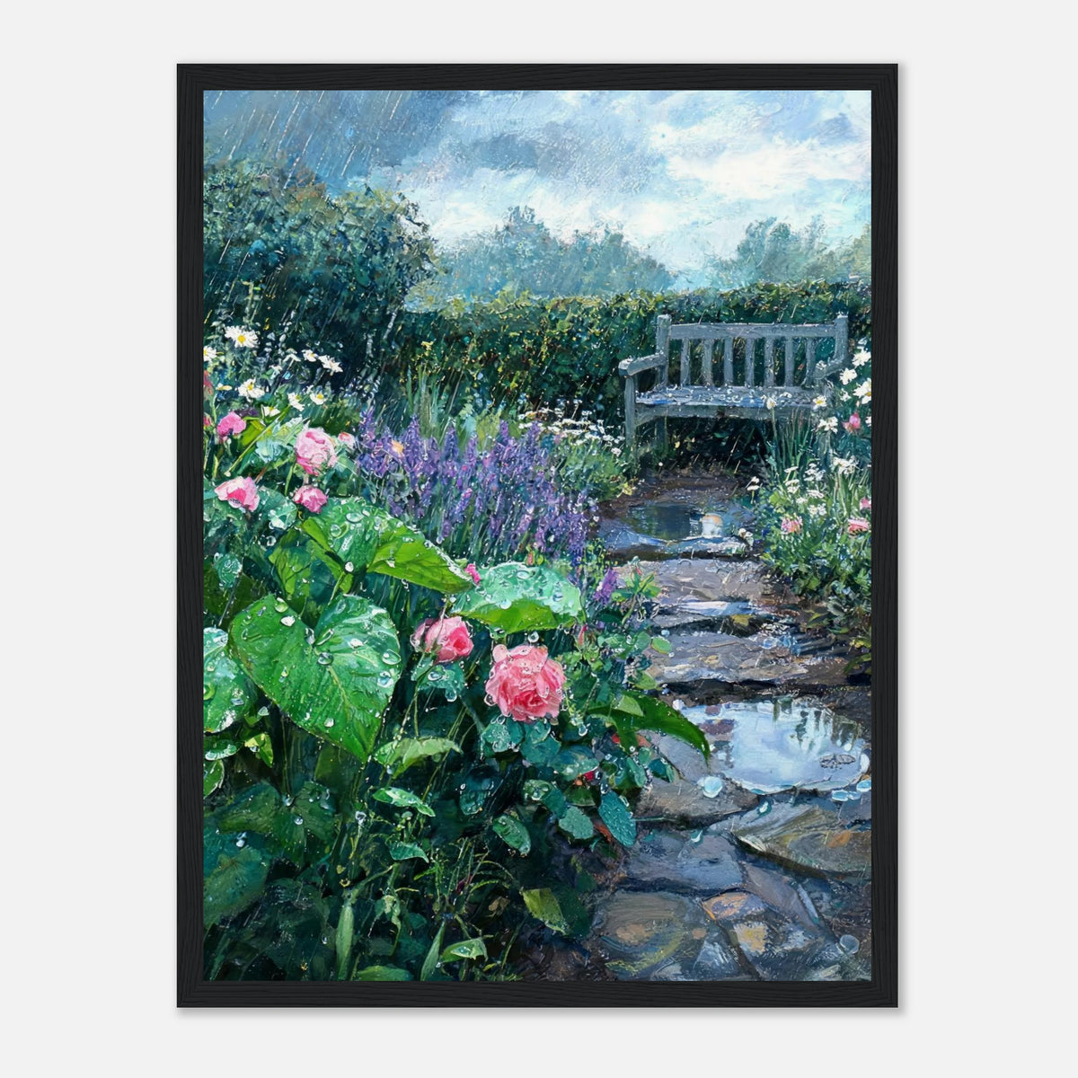 Raindrops in the Secret Garden Impressionist Art Print
