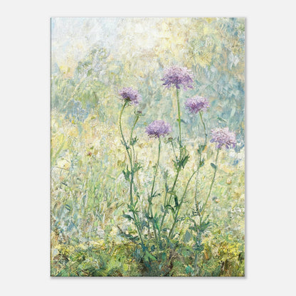 Wild Purple Blossoms in Sunlit Meadow Impressionist Art Print