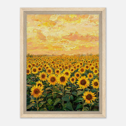 Golden Sunflower Field at Sunset Impressionist Art Print