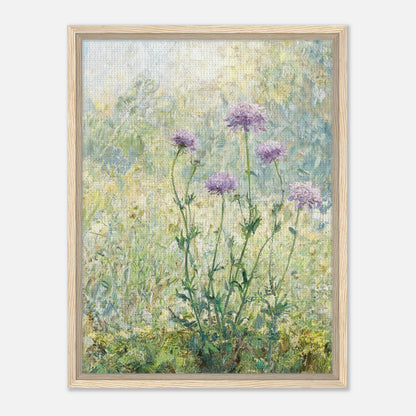 Wild Purple Blossoms in Sunlit Meadow Impressionist Art Print