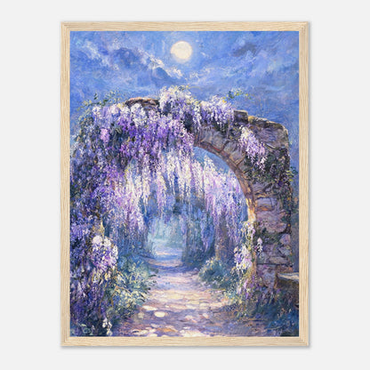 Moonlit Wisteria Stone Arch Impressionist Art Print