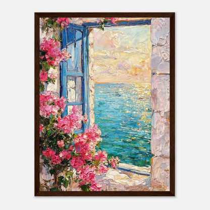 Mediterranean Sea Window Bougainvillea Impressionist Art Print