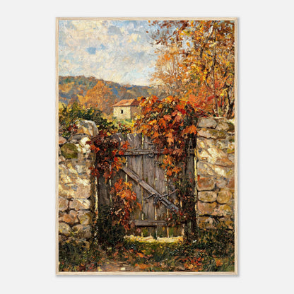 Autumn Garden Gate Cottage Impressionist Art Print