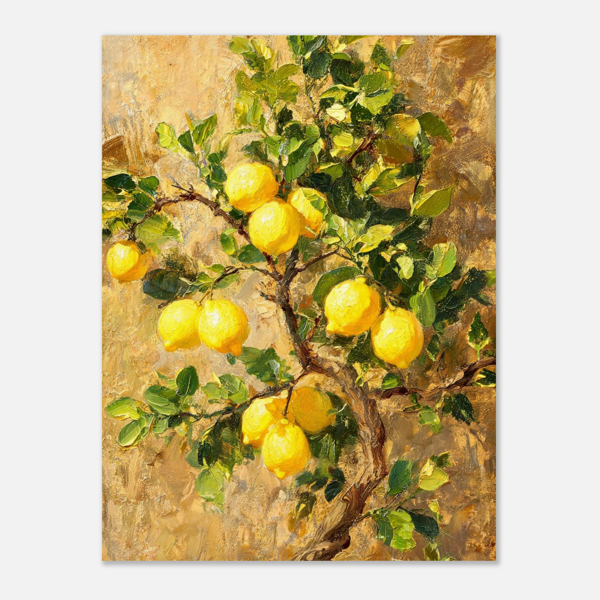 Sunlit Lemon Tree & Mediterranean Orchard Impressionist Art Print